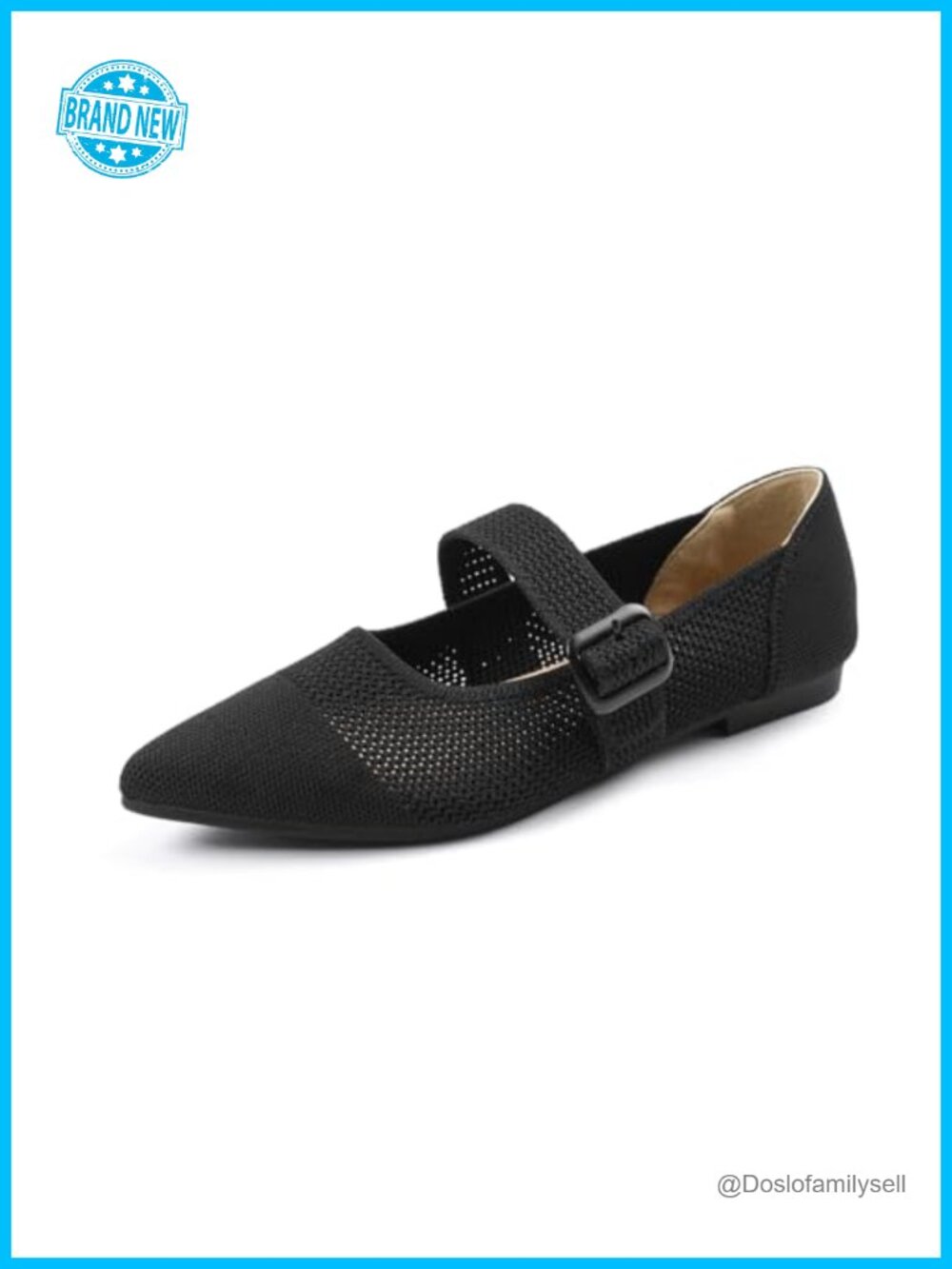 Mary Jane Ballet Flats Pointed Toe Adjustable Strap Buckle Comfortable Women's